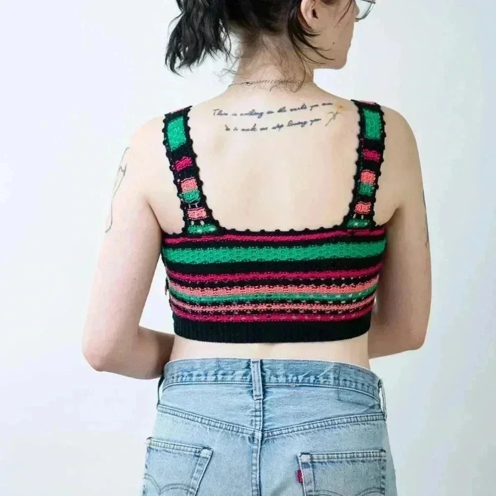 Handmade Crochet Knit Crop Top - S/M - Picture 2 of 7